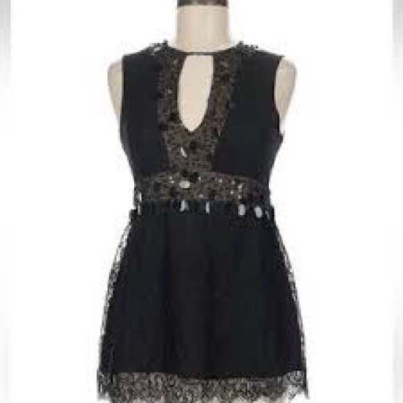 Nanette Lepore Black and Cream Dress with Sequins - Picture 2 of 7